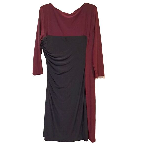 Ralph Lauren Green Label Colorblock Retro Ruched Sheath Pencil Dress Women's 16 - Picture 2 of 6